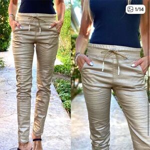 Bevy Flog Shely Pant Gold Original Metallic Grid